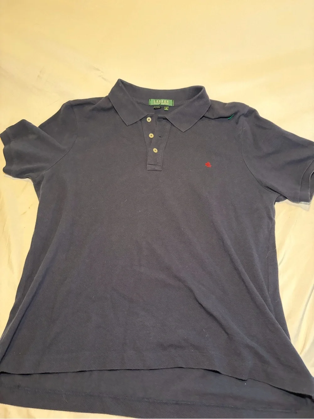 Polo by Ralph Lauren Navy Short-Sleeve Polo with Red Embroidery Size L